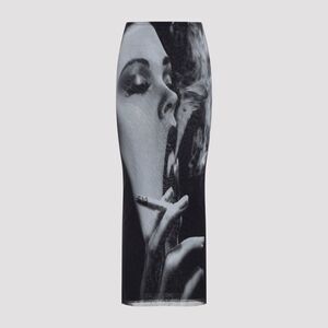 Jean Paul Gaultier Mesh Printed Smoking Women Long Skirt Women